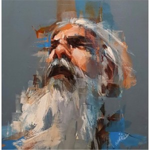 Khalid Khan-Kaay, Malang-12, 22 x 22 Inch, Acrylic on Canvas, Figurative Painting, AC-KHKN-040